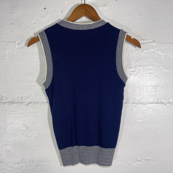 Vintage Garland Navy Blue Knit Tank Sweater Vest Sleeveless Top 70s 80s XS/S - Picture 7 of 9